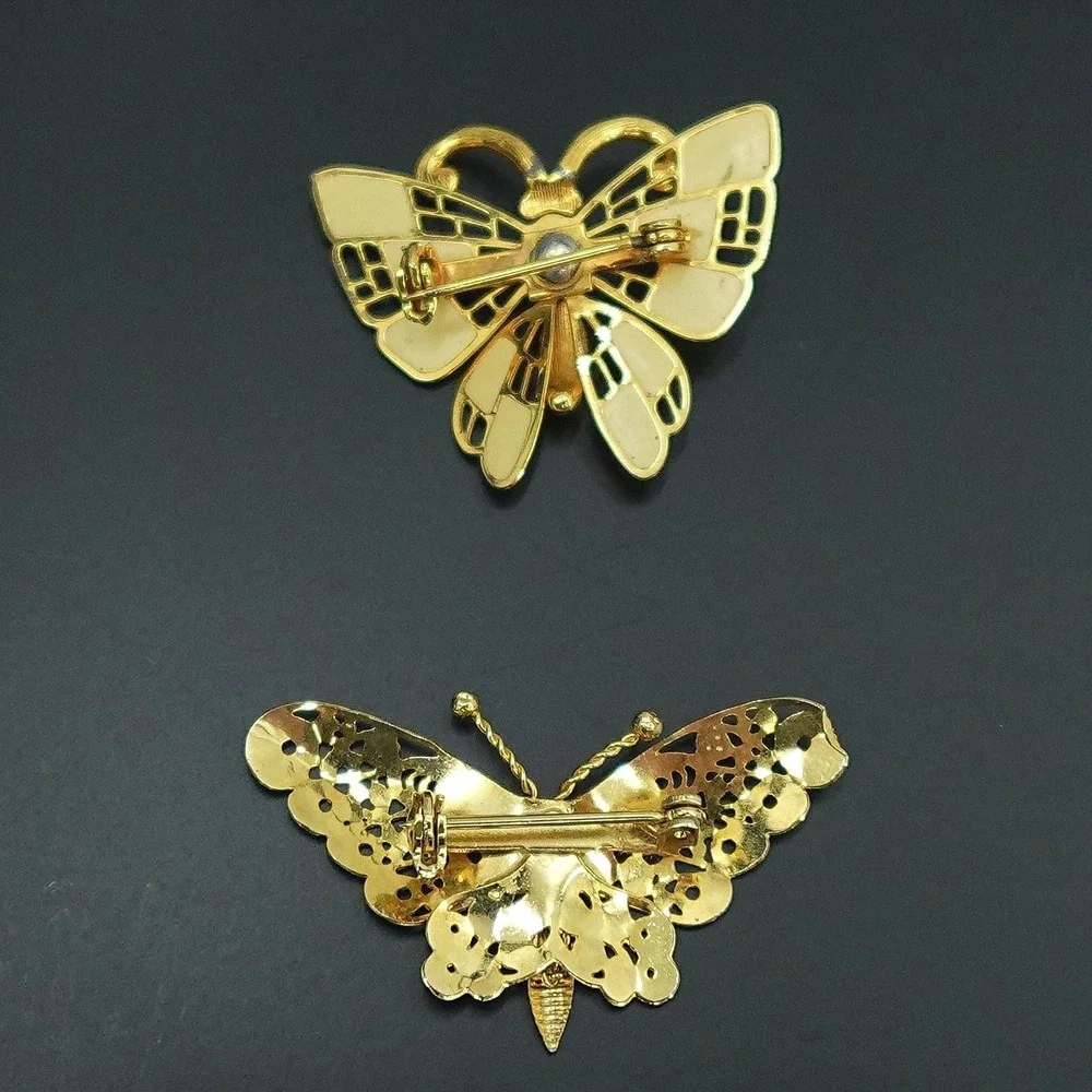 Vintage Butterfly Jewelry Lot Brooches and Pendant Two Tone Fairy Garden Spring‎